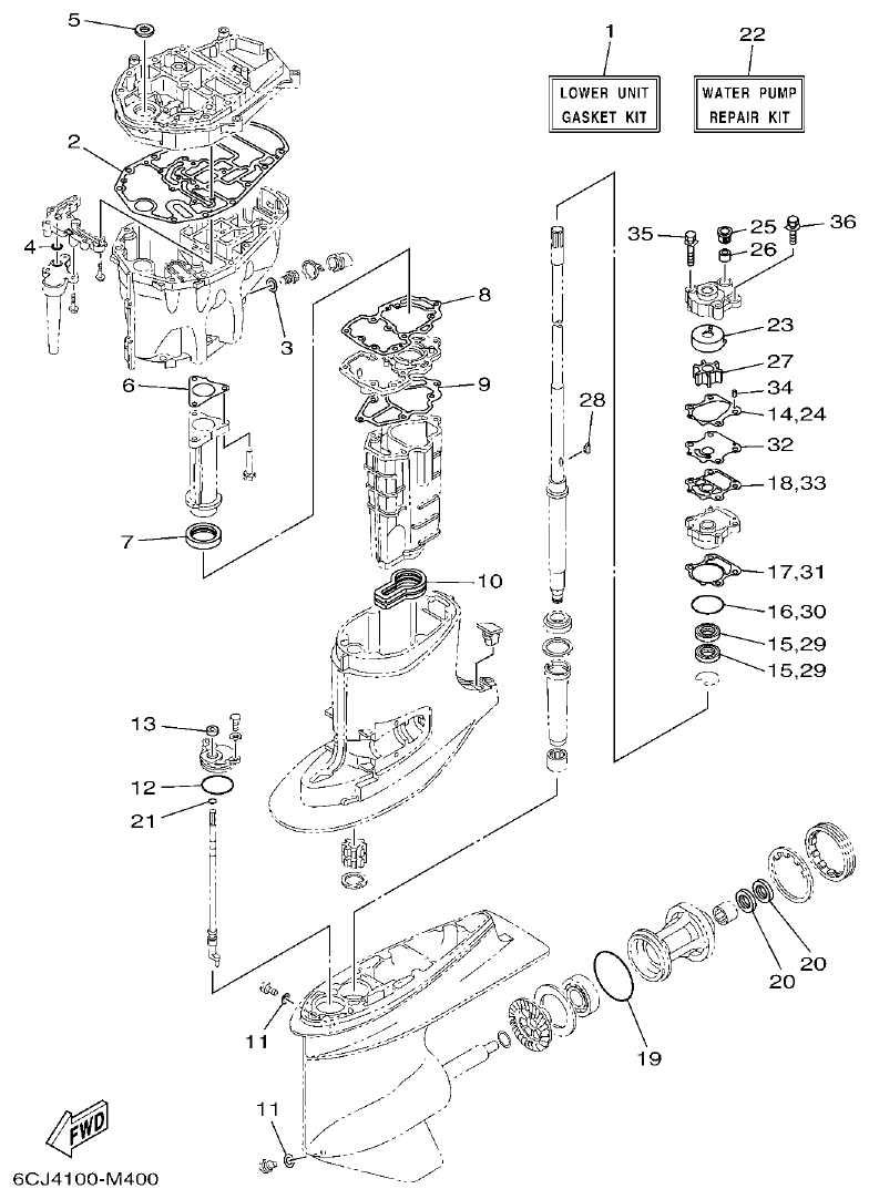 Yamaha F70AET REPAIR KIT 2 parts diagram